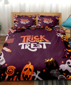 Happy Halloween Trick Or Treat Bedding Set mother's day cozy bedroom aesthetic bed aesthetic