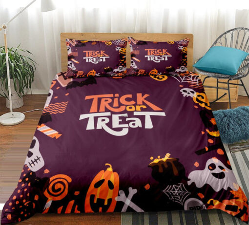 Happy Halloween Trick Or Treat Bedding Set mother's day cozy bedroom aesthetic bed aesthetic