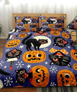 Halloween Black Cats Bedding Set mother's day bed aesthetic cozy bed mothers day cards