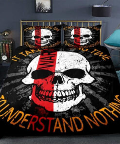 bed aesthetic cozy bedroom aesthetic feliz dia de las madres Destroyed Gothic Red White Skull Bedding Set