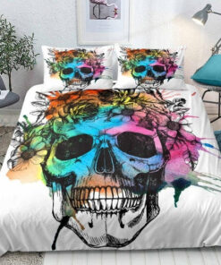 mother's day cozy bedroom aesthetic feliz dia de las madres bunk bed designs 3D Floral Blackout Painted Skull Print Bedding Set