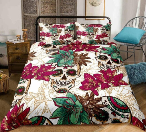 Vintage Floral Retro Skull Bedding Set mothers day cards feliz dia de las madres cozy bed