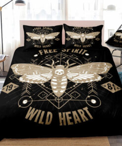 Wild Heart Gothic Moth Butterfly Skull Bedding Set bed aesthetic mother's day mothers day cards