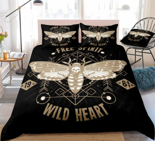 Wild Heart Gothic Moth Butterfly Skull Bedding Set bed aesthetic mother's day mothers day cards