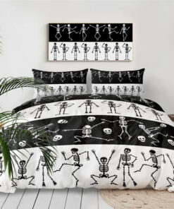 B&W Dancing Skull Stripes Bedding Set feliz dia de las madres cozy bed