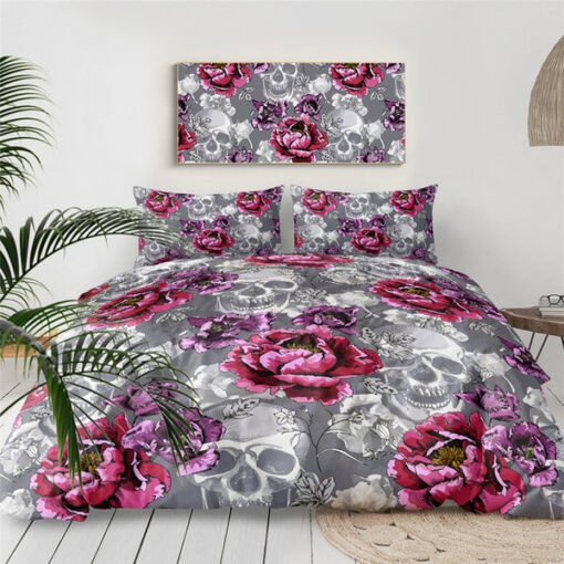 Pink & Purple Floral Sugar Skull GLBJ1919 Bedding Set cozy bed feliz dia de las madres