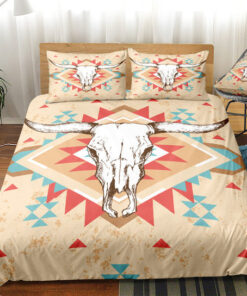 mother's day cozy bedroom aesthetic Boho Cow Skull Bedding Set