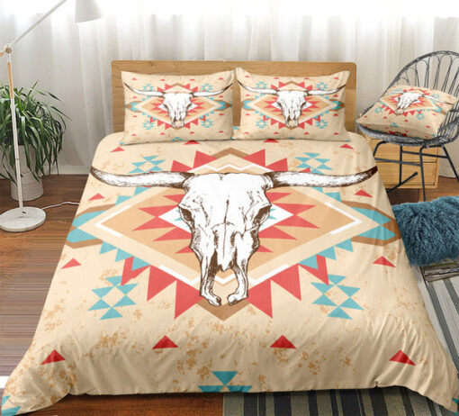 mother's day cozy bedroom aesthetic Boho Cow Skull Bedding Set