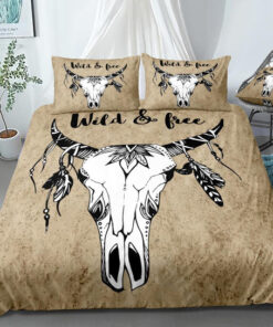 Bohemian Buffalo Skull Bedding Set cozy bedroom aesthetic mother's day