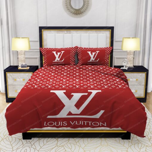 mothers day cards cozy bed bed sheets mother's day Red Background And White Pattern Louis Vuitton Bedding Sets