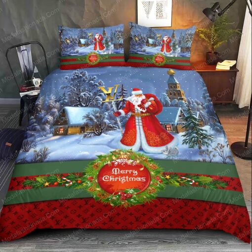 mothers day cards bunk bed designs cozy bedroom aesthetic mother's day Santa Claus Louis Vuitton Merry Christmas Bedding Sets - Image 2