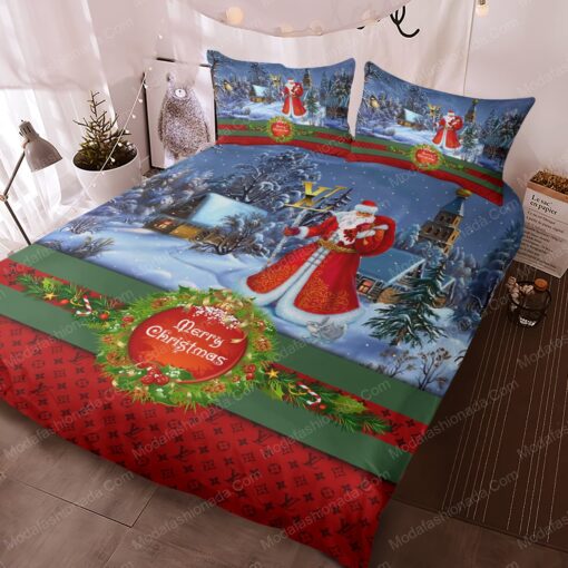 mothers day cards bunk bed designs cozy bedroom aesthetic mother's day Santa Claus Louis Vuitton Merry Christmas Bedding Sets - Image 3