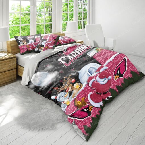 Santa Claus NFL Arizona Cardinals Christmas Bedding Sets mother's day cozy bedroom aesthetic bunk bed designs - Image 3