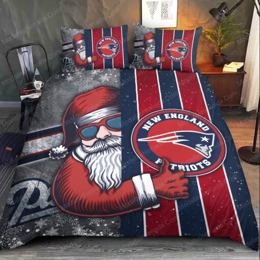 Santa Claus NFL New England Patriots Christmas Bedding Sets mother's day bunk bed designs cozy bedroom aesthetic mothers day cards - Image 2