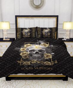 Skull And Yellow Rose Louis Vuitton Bedding Sets mothers day cards cozy bed cozy bedroom aesthetic