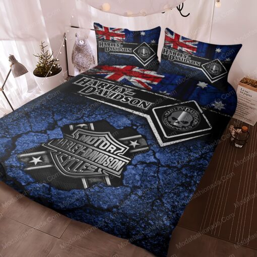 bed aesthetic cozy bedroom aesthetic mother's day Buy Skull Harley Davidson Logo Bedding Sets Bed Sets, Bedroom Sets, Comforter Sets, Duvet Cover, Bedspread - Image 3
