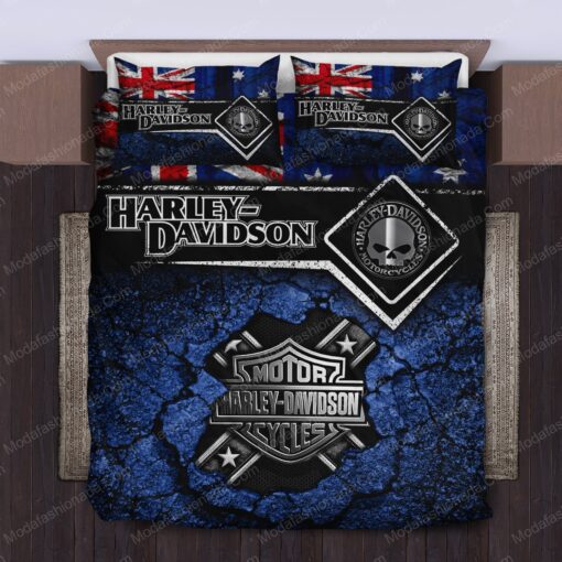 bed aesthetic cozy bedroom aesthetic mother's day Buy Skull Harley Davidson Logo Bedding Sets Bed Sets, Bedroom Sets, Comforter Sets, Duvet Cover, Bedspread