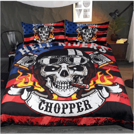 mothers day cards mother's day bed sheets bunk bed designs Hell Rider - Chopper Fire Skull Bedding Set