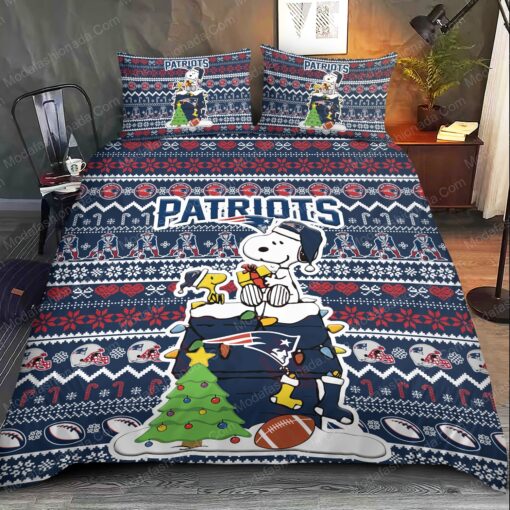 Snoopy Dog NFL New England Patriots Christmas Bedding Sets bunk bed designs bed sheets mother's day - Image 2