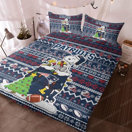 Snoopy Dog NFL New England Patriots Christmas Bedding Sets bunk bed designs bed sheets mother's day - Image 3