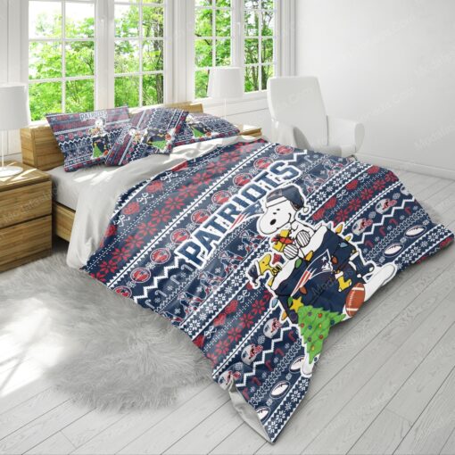 Snoopy Dog NFL New England Patriots Christmas Bedding Sets bunk bed designs bed sheets mother's day - Image 4