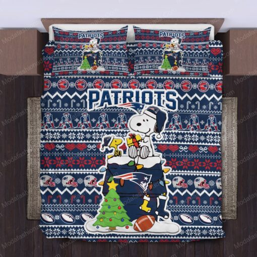 Snoopy Dog NFL New England Patriots Christmas Bedding Sets bunk bed designs bed sheets mother's day