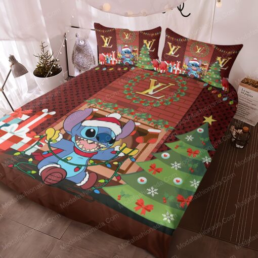 Stitch Louis Vuitton Christmas Bedding Sets mother's day bed sheets feliz dia de las madres - Image 2