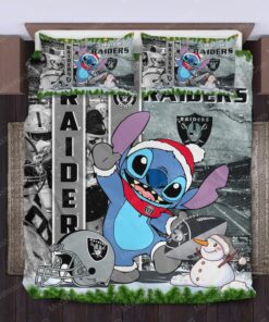 cozy bedroom aesthetic mother's day feliz dia de las madres Stitch NFL Las Vegas Raiders Christmas Bedding Sets