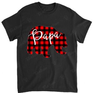 Mens Red Plaid Papa Bear Shirt Matching Pajama Family Buffalo Dad