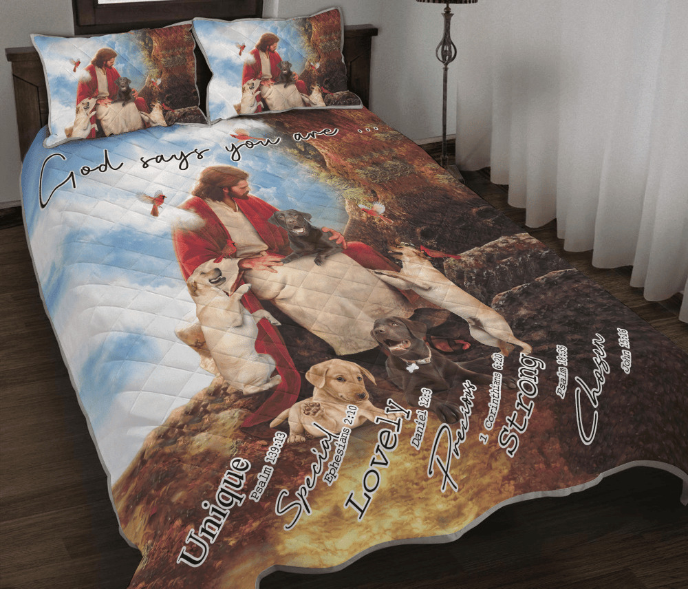 God Surrounded By Labrador Angels Quilt Bedding Set -livanniespoon Store