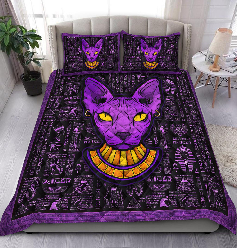 Sphynx Cat Egypt All Over Printed Quilt Bedding Set -livanniespoon Store