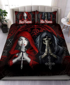 Custom Name Couple Reaper And Angel Pray Bedding Set -livanniespoon Store