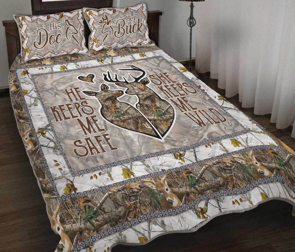 Deer Hunting Couple Quilt Bedding Set -livanniespoon Store