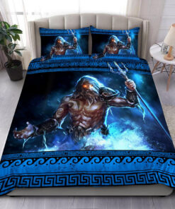 Poseidon Greek All Over Printed Bedding Set -livanniespoon Store