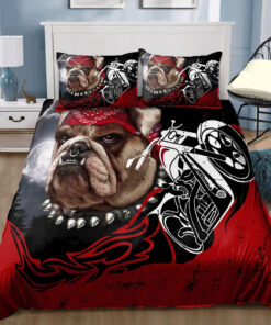 Funny Bulldog Motorbike All Over Printed Bedding Set -livanniespoon Store