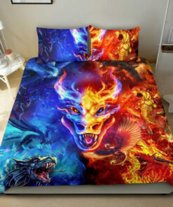 Blue Red Fire Dragon 3D All Over Printed Bedding Set -livanniespoon Store
