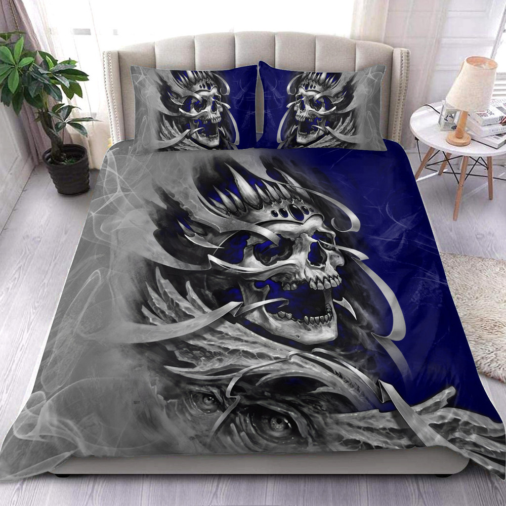 Blue Skull Mist Q2 Premium Bedding Set -livanniespoon Store