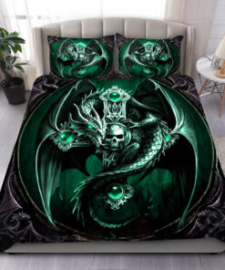 Green Dragon Cross All Over Printed Bedding Set -livanniespoon Store
