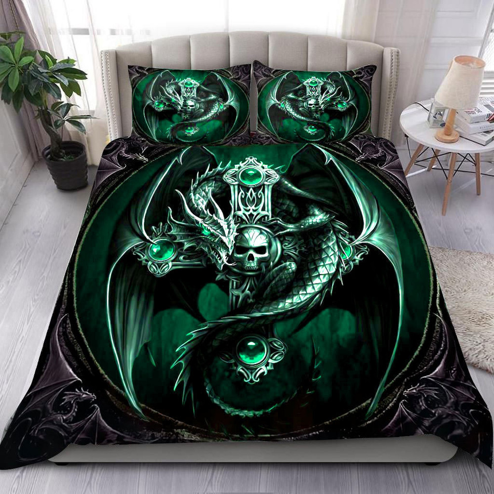 Green Dragon Cross All Over Printed Bedding Set -livanniespoon Store