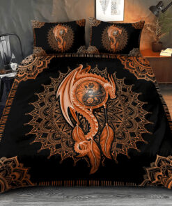 Orange Dragon Mandala All Over Printed Bedding Set -livanniespoon Store