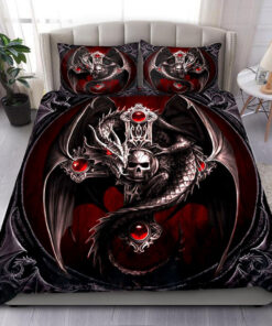 Red Dragon Cross All Over Printed Bedding Set -livanniespoon Store