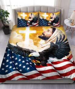 American Patriot Jesus Q2 All Over Printed Bedding Set -livanniespoon Store