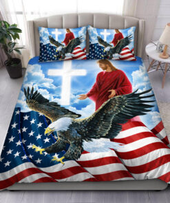 American Patriot Jesus Blue Premium Bedding Set -livanniespoon Store