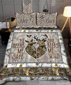 Deer Couple He Keeps Me Shape She Keeps Me Wild All Over Printed Bedding Set -livanniespoon Store