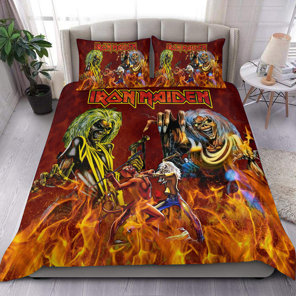 Iron Maiden Fire Q2 All Over Printed Bedding Set Q220606 -livanniespoon Store