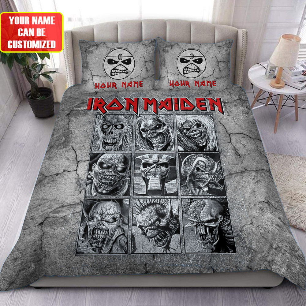 Personalized Iron Maiden Faces All Over Printed Bedding Set Q190702 -livanniespoon Store