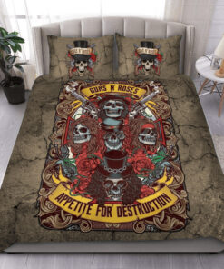 Guns N' Roses Faces All Over Printed Bedding Set Q210803 -livanniespoon Store