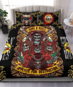Guns N' Roses Skull Destruction All Over Printed Bedding Set -livanniespoon Store