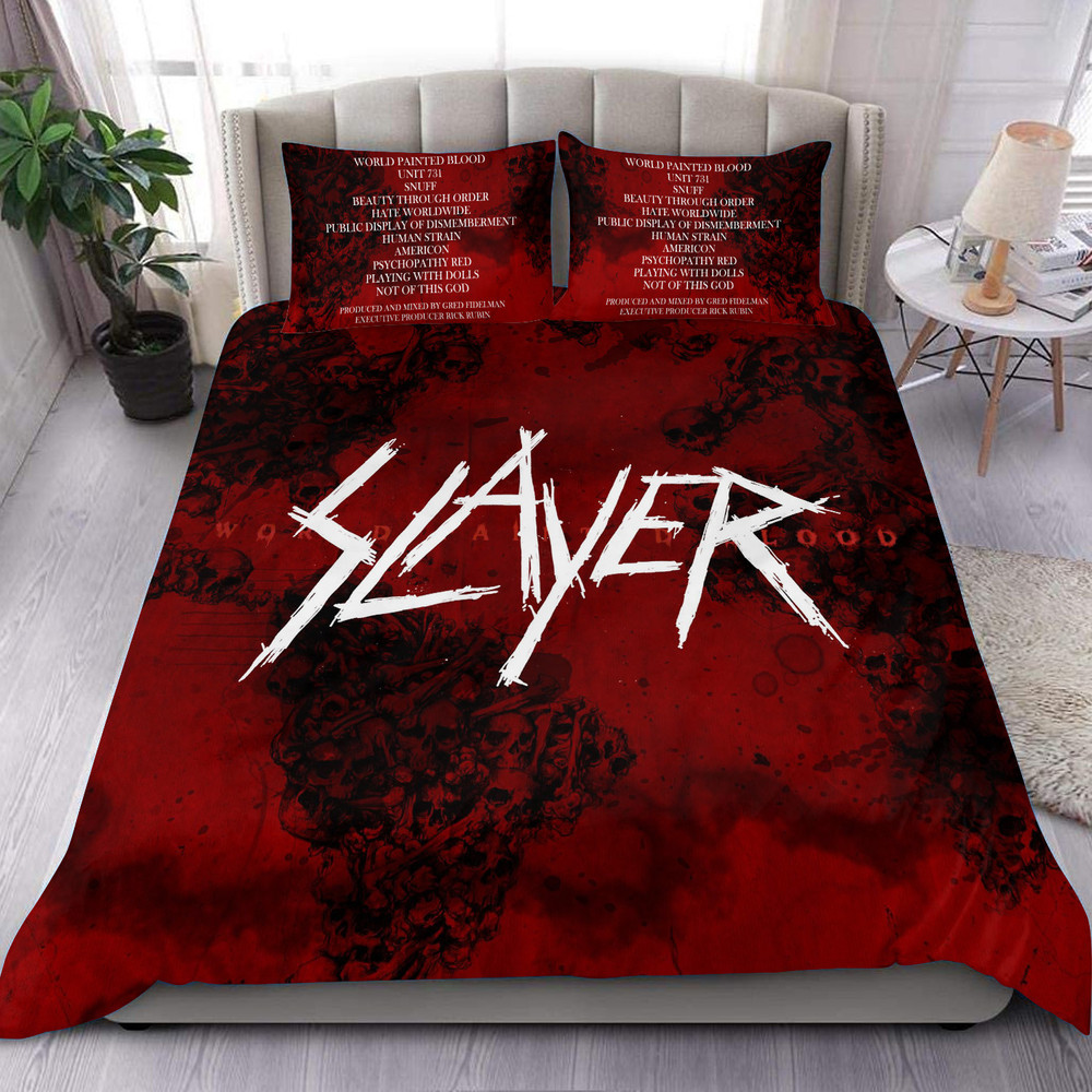Slayer World Paint Blood All Over Printed Bedding Set Q031104 -livanniespoon Store