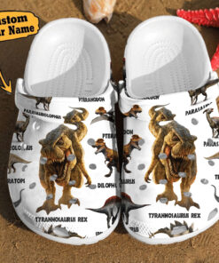 Dinosaur Crocss Dinosaur Types Pattern Gift For Lovers Clog Shoes - livanniespoon Store
